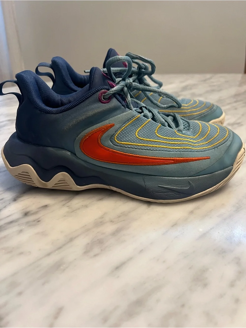 Nike Kids Giannis Blue and Orange Basketball Shoes